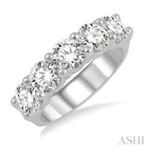 2 1/2 Ctw 5 Stone Round Cut Diamond Wedding Band in 14K White Gold